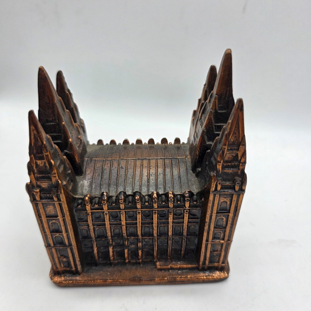 Vintage Salt Lake Temple Cast Metal Miniature Souvenir LDS Utah Bronze Tone